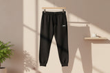 Embroidered Cozy Sweatpants — Minimal Logo Fleece Joggers